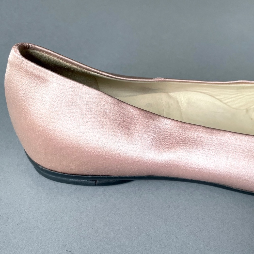 PRADA pink satin ballet flats w/ gold color buckle engraved with PRADA - Picture 5 of 14